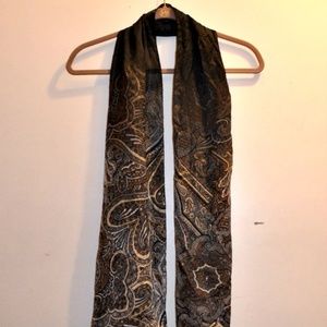 Black & Tan Paisley Print Silky Scarf/Wrap